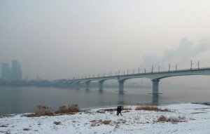 a snowy han river, seoul